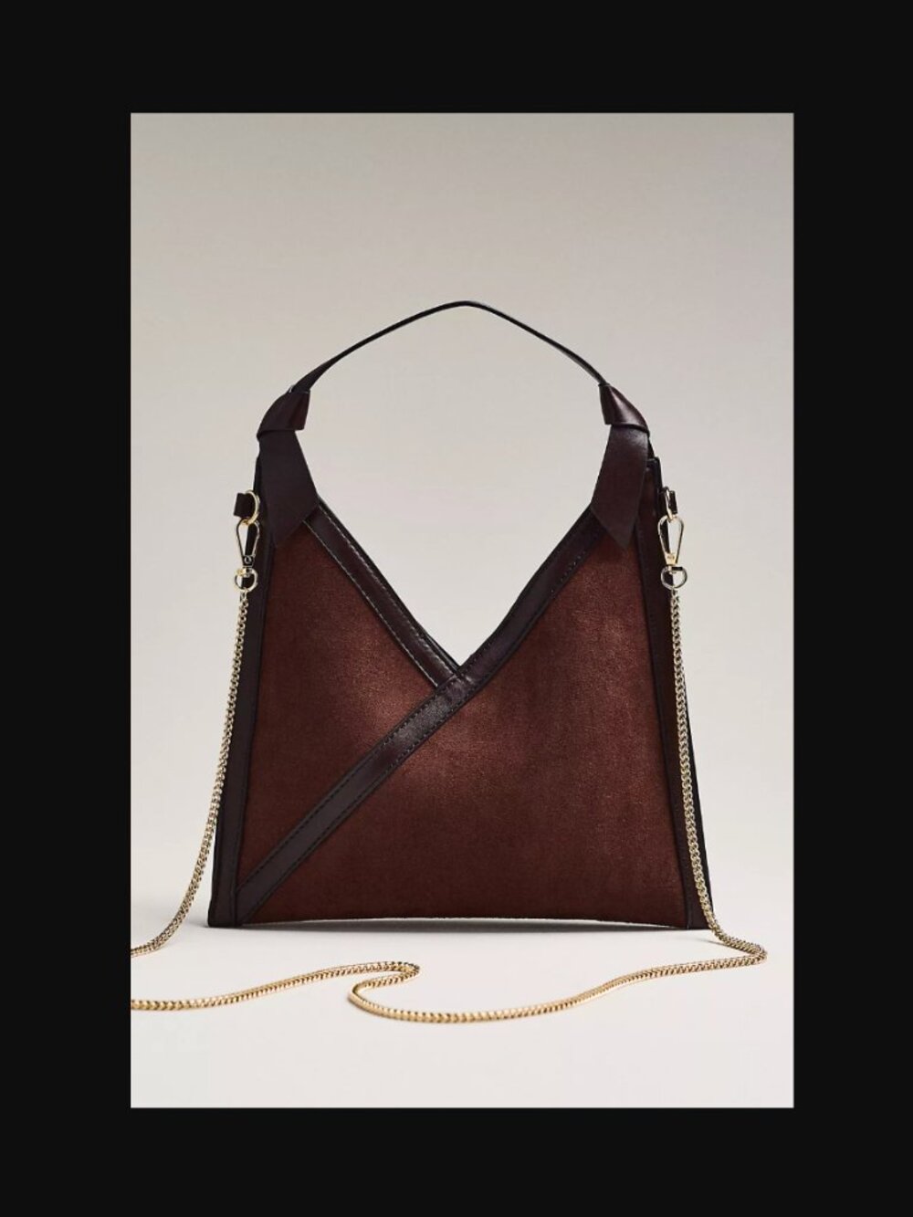 Mali + Lili Madeline Faux-Suede Triangular Mini Crossbody Bag GREEN